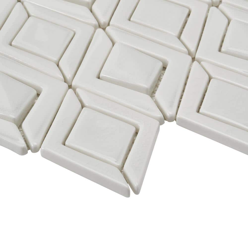 Glacier White Irregular Glass Mosaic Tile Sheet