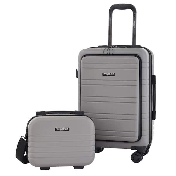 Unbranded 2-Piece Gray Expandable Rolling Carry-on w/8-Wheel Trolley, USB Charging/Computer Section and Hardside tote Luggage Set