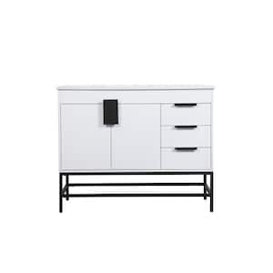 Timeless Home 22 in. W x 42 in. D x 33.5 in. H Bath Vanity in White with Ivory White Engineered Stone Top