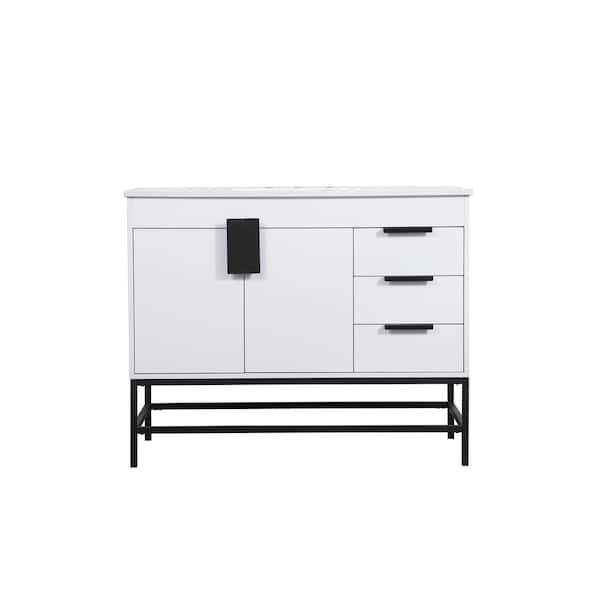 Unbranded Timeless Home 22 in. W x 42 in. D x 33.5 in. H Bath Vanity in White with Ivory White Engineered Stone Top