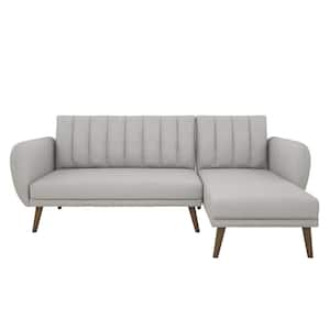 Brittany Light Gray Linen Sectional Futon Sofa