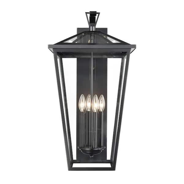 Villette 28 in. H 4-Light Black Outdoor Sconce