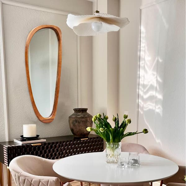 22 in. W x 48.1 in. H Irregular Brown Natural Solid Wood Frame Decorative Mirror