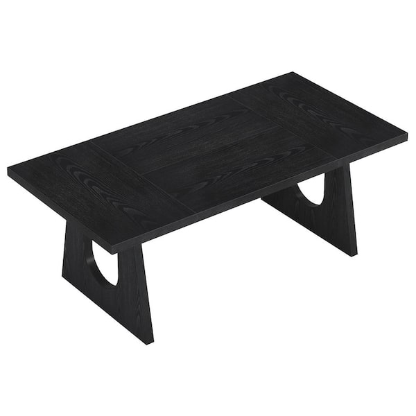 BYBLIGHT Roesler Modern Black Engineered Wood 70.8 in. Pedestal Dining Table Seats 8