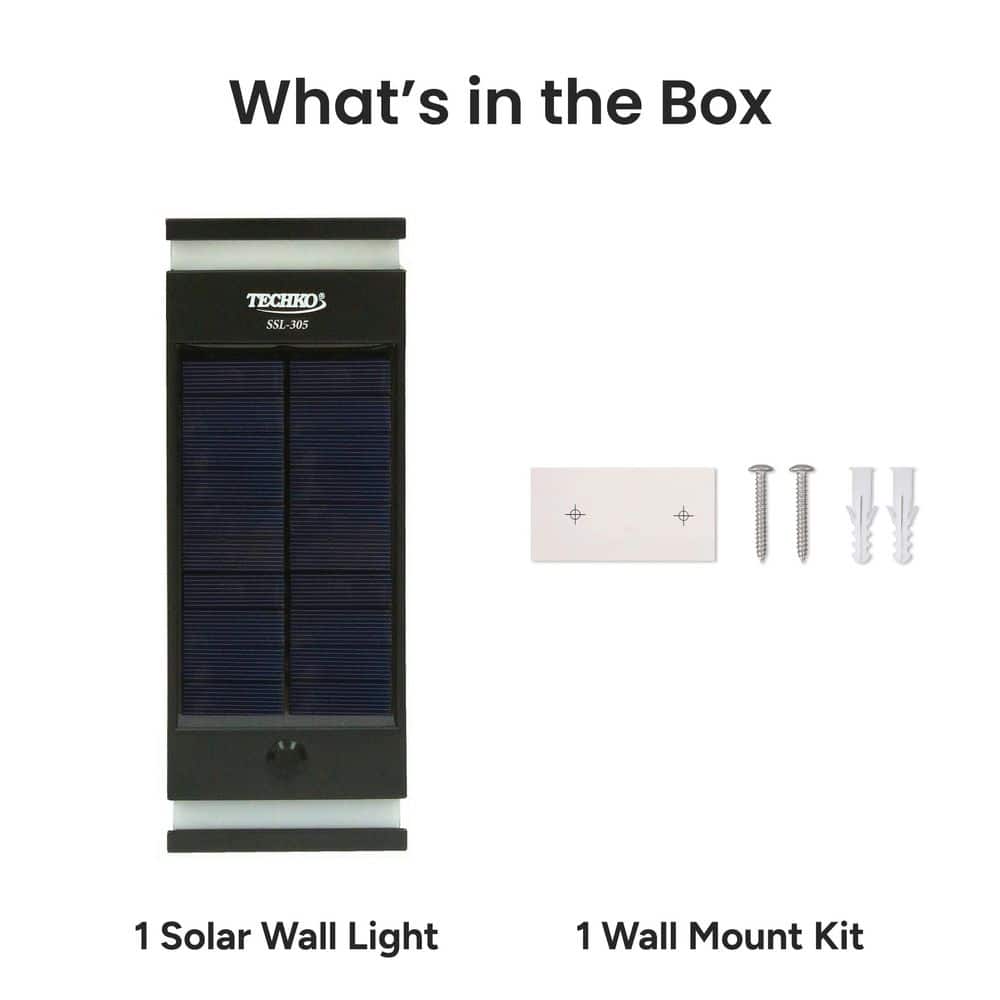 Black Dual-Direction Solar LED Outdoor Wall Sconce