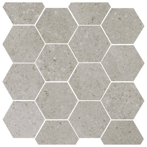 Ivy Hill Tile Iris Hex Fumo 4 in. x 0.41 in. Matte Porcelain Floor and Wall Mosaic Tile Sample
