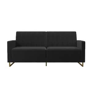Skylar Black Velvet Modern Coil Futon/Sofa Bed