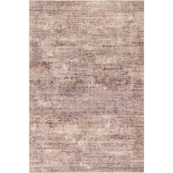 Tamera Abstract Washable Taupe 9 ft. x 12 ft. Indoor Area Rug