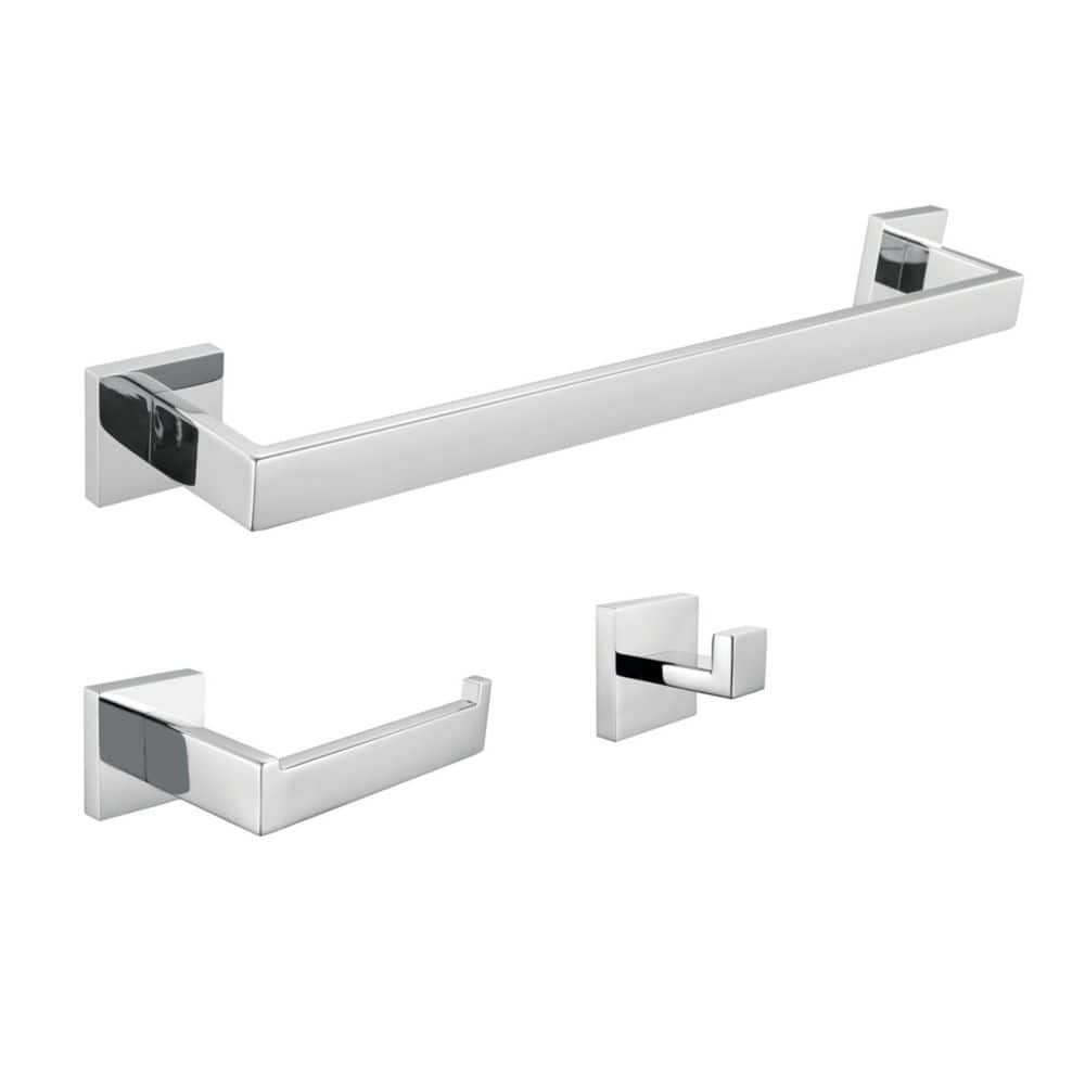 "Lasdun 3-Piece Bathroom Accessory Set with 18"" Towel Bar in Polished Chrome" price history on PriceWatchPro