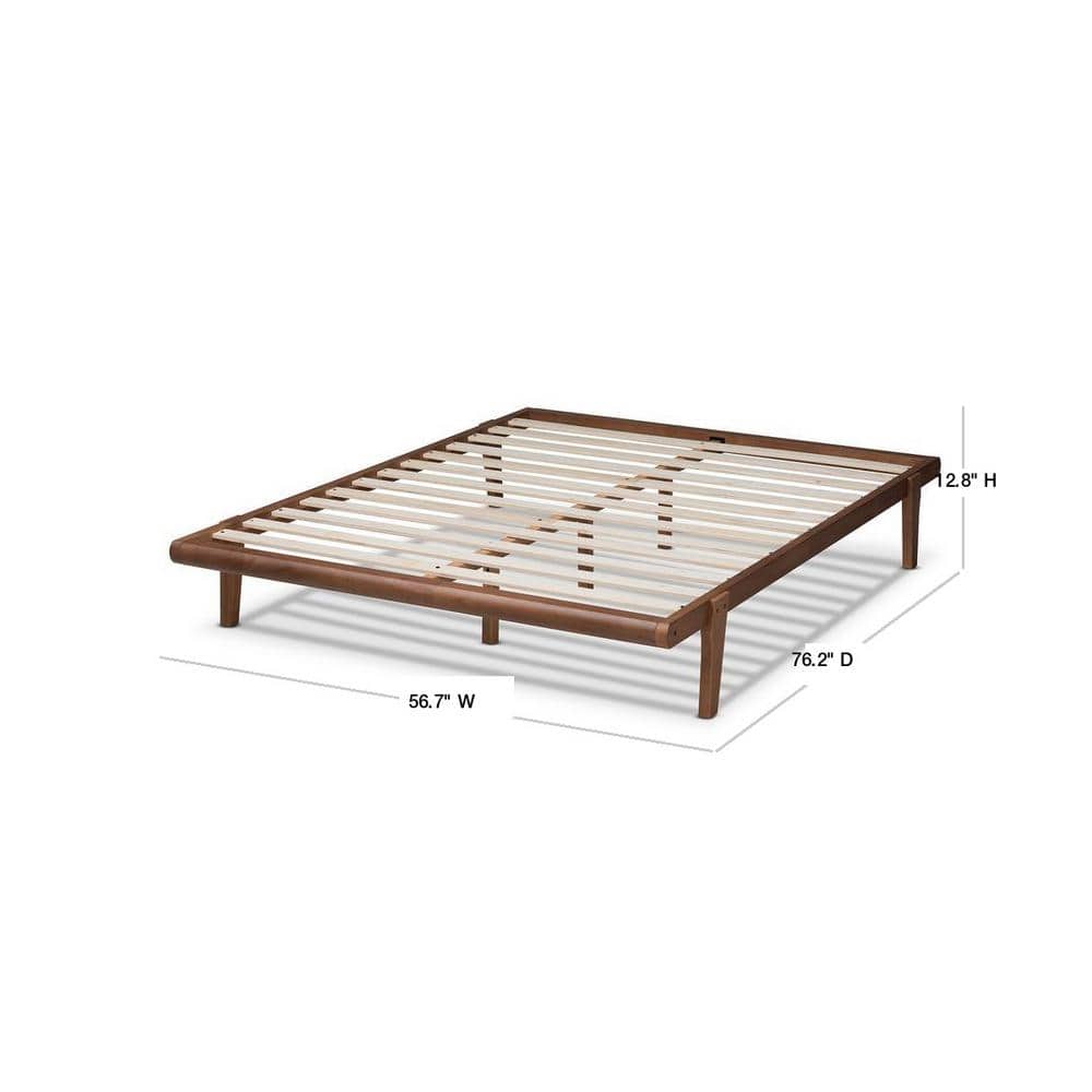 Kaia Walnut Brown Full Size Mid-Century Modern Platform Bed Frame