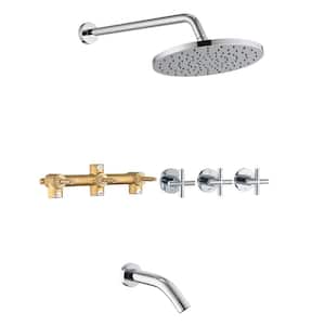 Triple Handle 2-Spray Tub and Shower Faucet 1.8 GPM in. Polished Chrome Valve Included