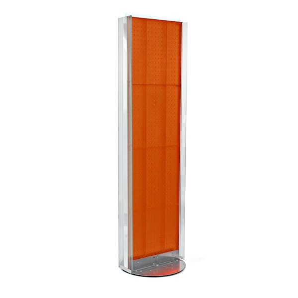 Azar Displays 60 in. H x16 in. W Pegboard Floor Display in Orange with C-Channel Sides on a Revolving Base