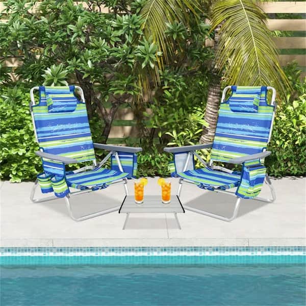 Outdoor Blue Metal Folding Beach Chair