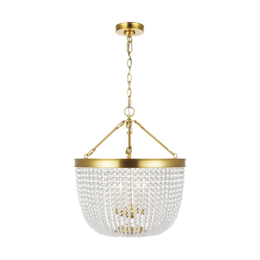 Summerhill 25 in. W x 28.125 in. H 4-Light Burnished Brass Large Pendant Light with Clear Crystal Beads price history on PriceWatchPro
