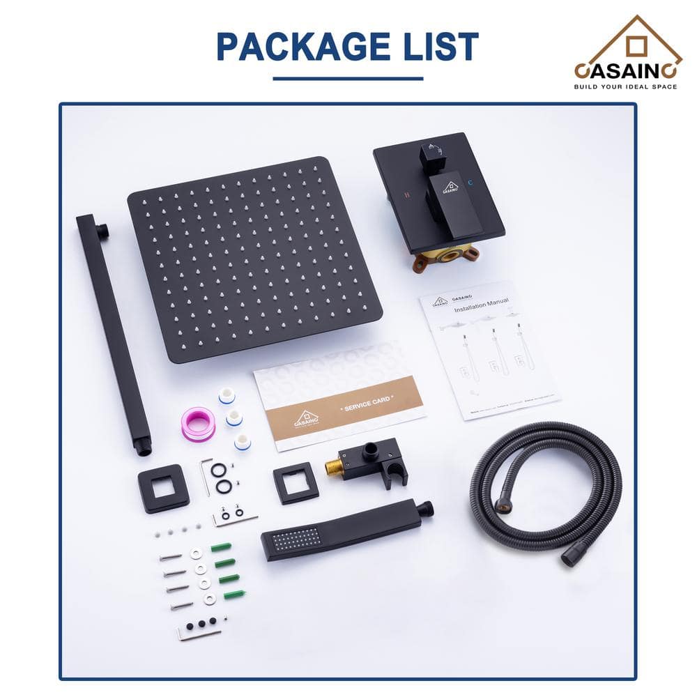 Matte Black Dual Function Square Rain Shower System