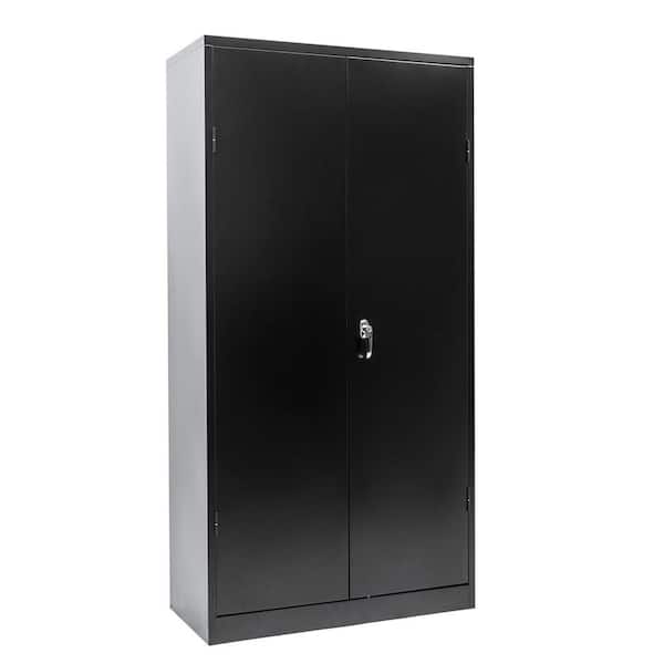 Harper & Bright Designs Black Lockable Metal Storage Cabinet with 4-Adjustable Shelves