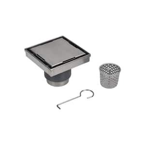Designline 4 in. x 4 in. Stainless Steel Square Shower Drain with Tile-In Pattern Drain Cover