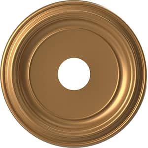 Traditional 16 in. O.D. x 3-1/2 in. I.D. x 1-3/8 in. P Thermoformed PVC Ceiling Medallion Bright Coat Gold
