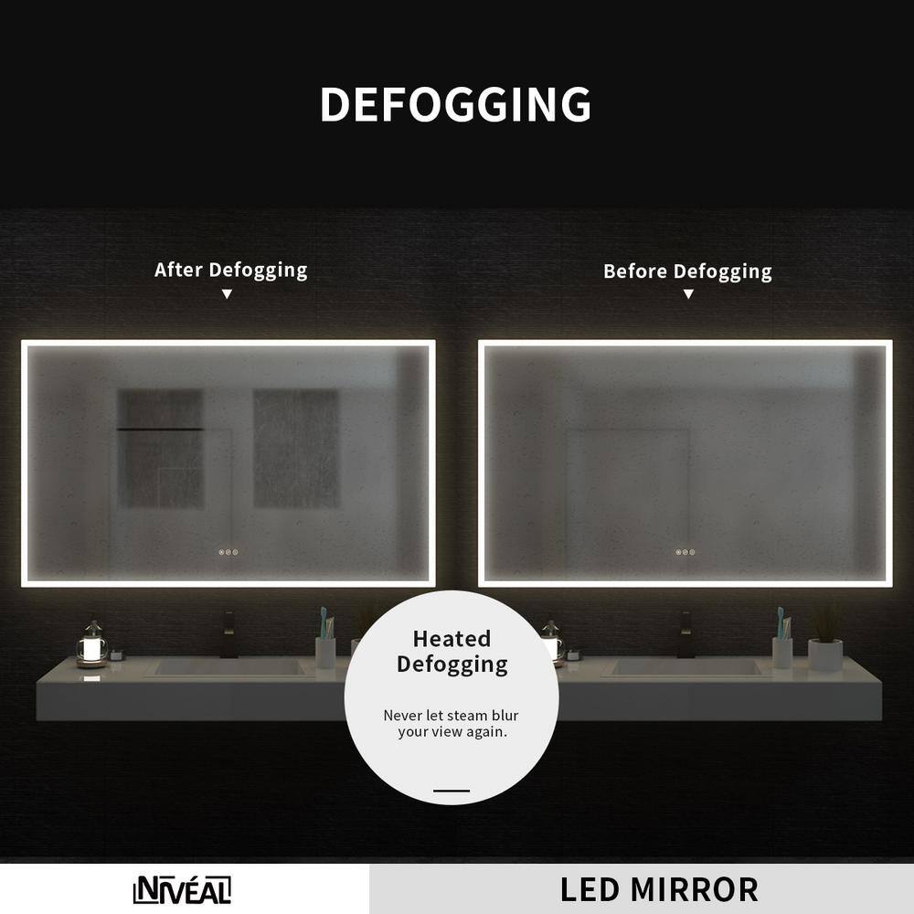 Clear 60" x 36" Frameless LED Bathroom Vanity Mirror