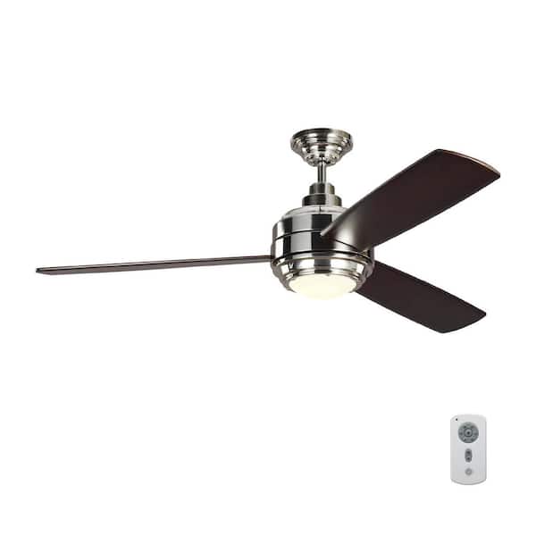 Generation Lighting TOB by Thomas O'Brien Aerotour 56 in. Integrated LED Indoor Polished Nickel Ceiling Fan with DC Motor and Remote Control