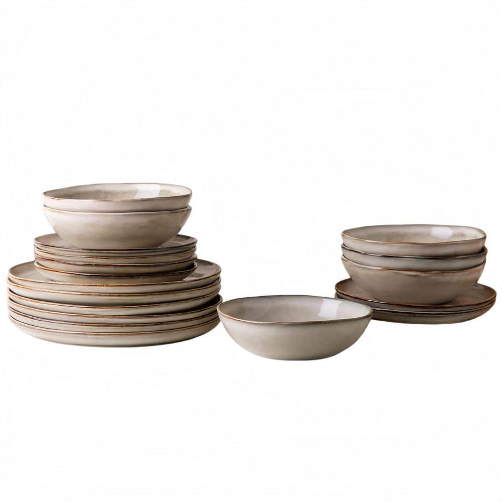 36-Piece Cappuccino Ceramic Dinnerware Sets, Handmade Reactive Glaze Stoneware Plates and Bowls Sets, Service for 12 price history on PriceWatchPro