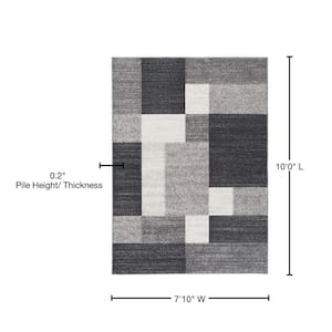Geometric Boxes Design Non-Slip (Non-Skid) Gray 7 ft. 10 in. x 10 ft. Indoor Area Rug