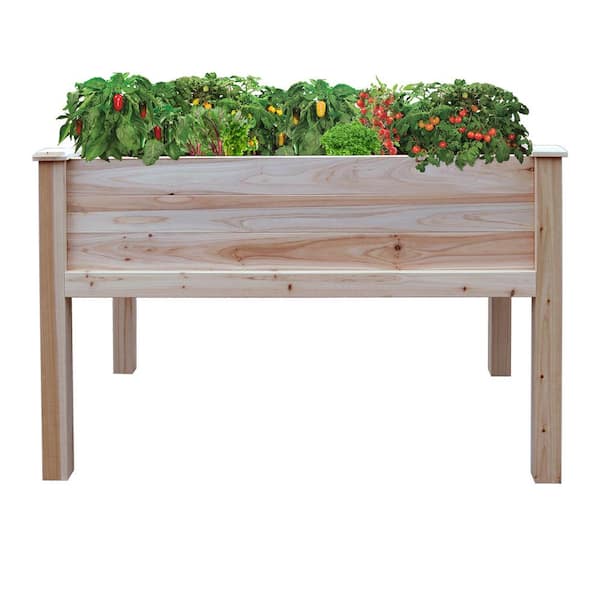 Leisure Season Large 48 in. x 30 in. Rectangular Unfinished Wood Raised Garden Bed