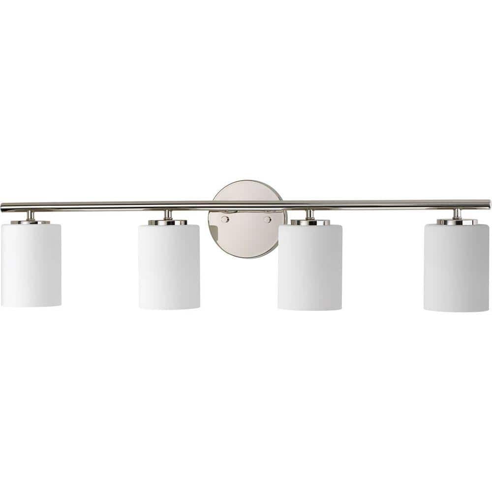 Polished Nickel 4-Light Modern Bath Vanity Fixture