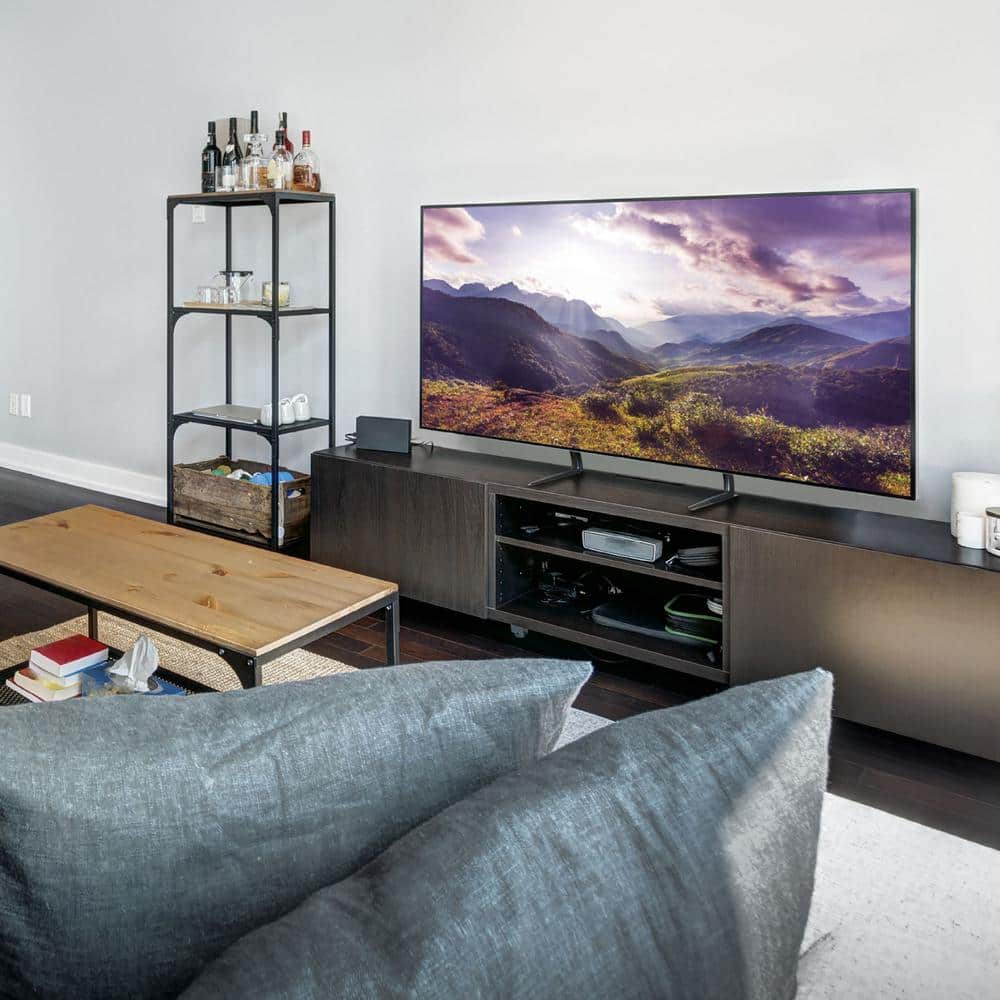 Adjustable Matte Black Metal Tabletop TV Stand for 13-70 Inch Screens
