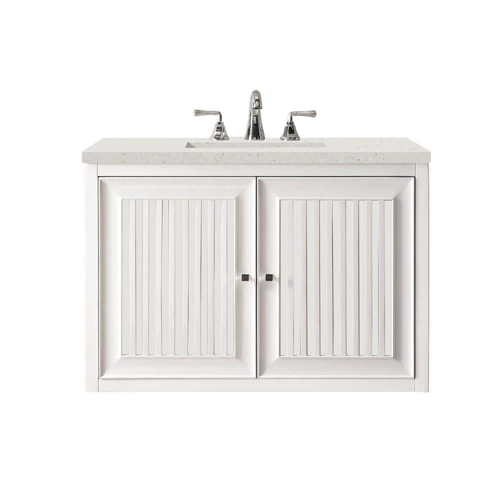 Athens 30" Glossy White Single Bathroom Vanity with Quartz Top