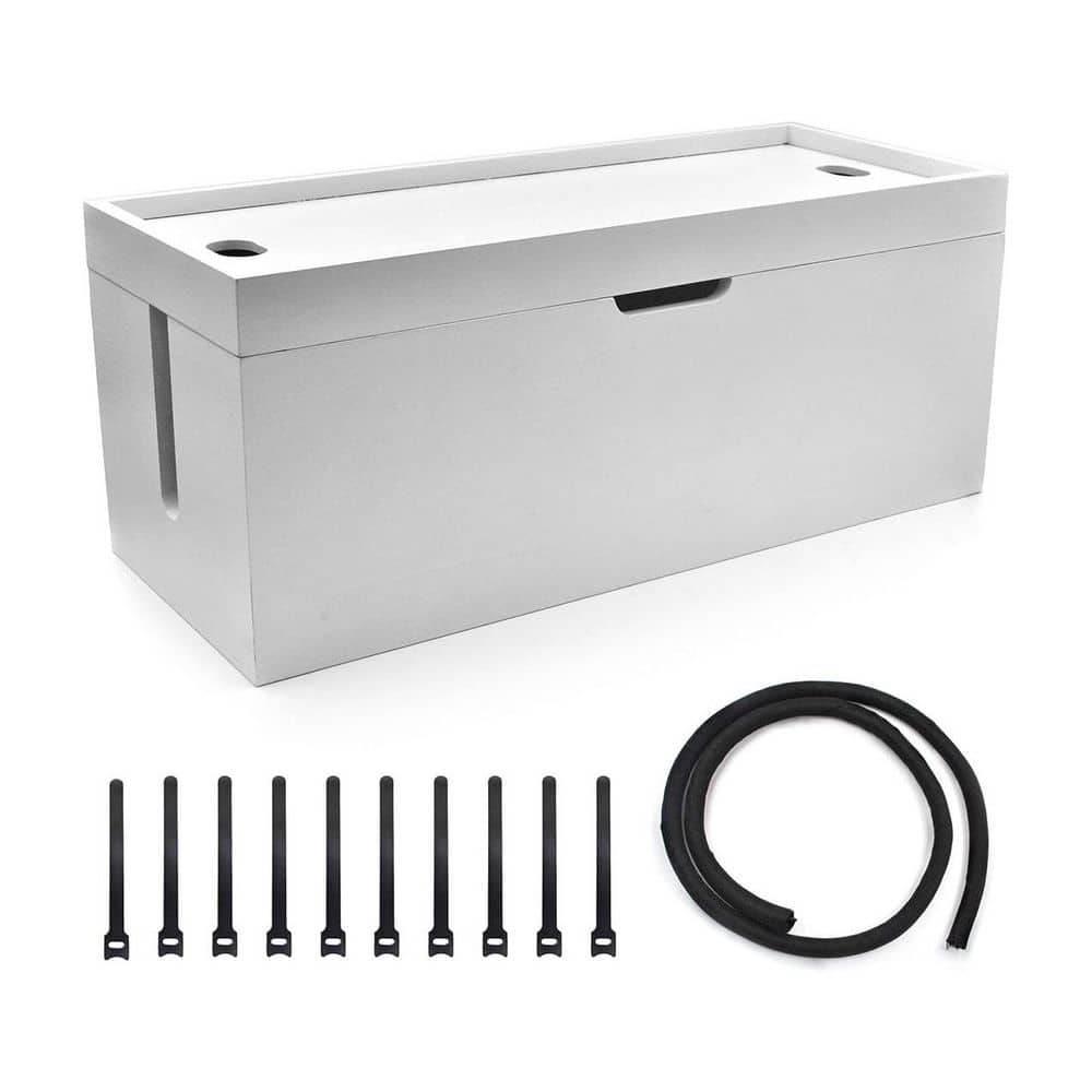 Bamboo Series 15 Inch Large Cable Management Box Power Strip Hider Cord Organizer White price history on PriceWatchPro