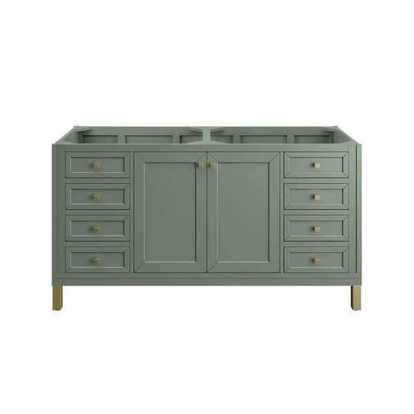 James Martin Vanities Chicago 60.0 in. W x 23.5 in. D x 32.8 in. H Double Bath Vanity Cabinet without Top in Smokey Celadon