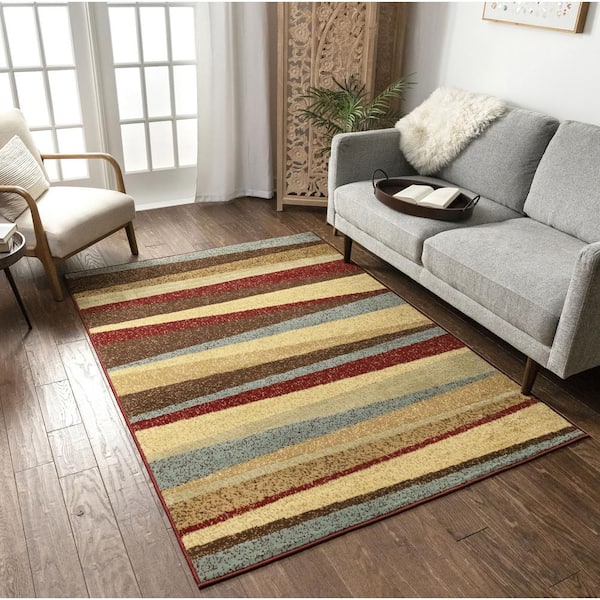 Well Woven Miami Aria Hills Modern Stripe Multi 4 ft. x 5 ft. Area Rug  84024 - The Home Depot