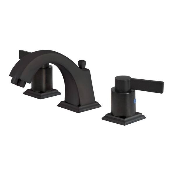 Kingston Brass NuvoFusion 8 in. Widespread 2-Handle Bathroom Faucets with Plastic Pop-Up in Oil Rubbed Bronze
