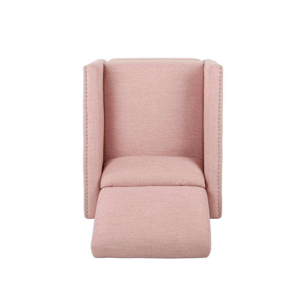 Light Blush Handcrafted Wood Push Back Recliner