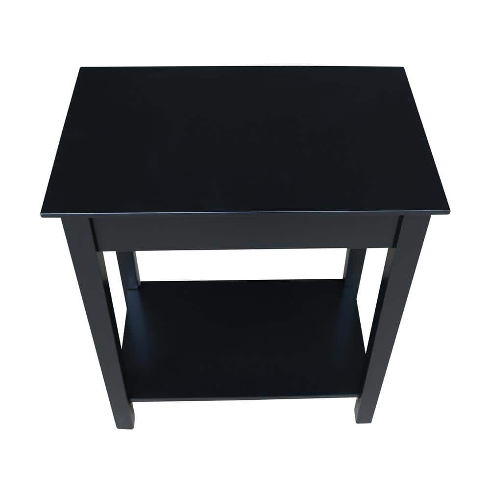 Elegant Black Solid Wood Narrow End Table with Storage