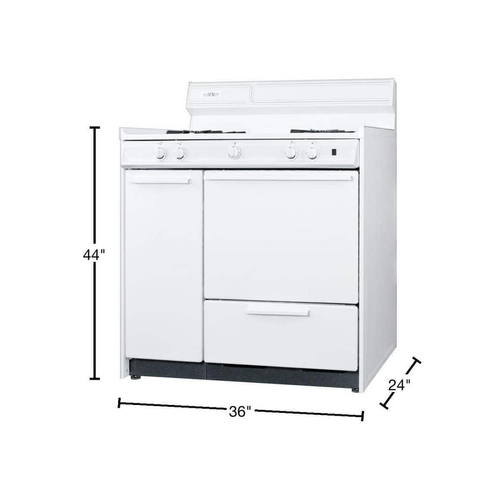 Summit 36" White Porcelain Free-Standing Gas Range