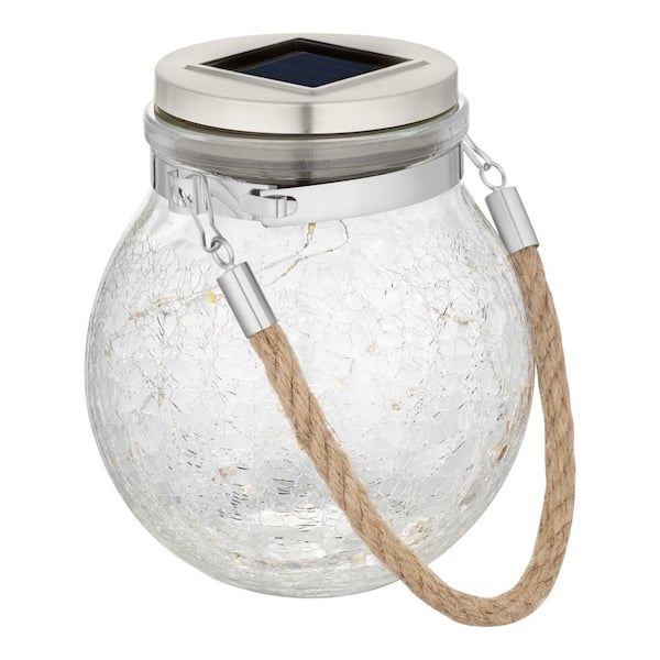 Lantern 5.12 in. x 4.72 in. Clear Glass Lantern with 20 Count Light String
