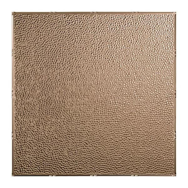 Fasade Hammered 2 ft. x 2 ft. Vinyl Lay-In Ceiling Tile in Brushed Nickel
