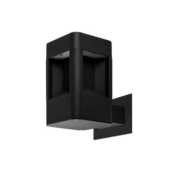Radionic Hi Tech Troy Black Outdoor Integrated LED Wall Mount Sconce