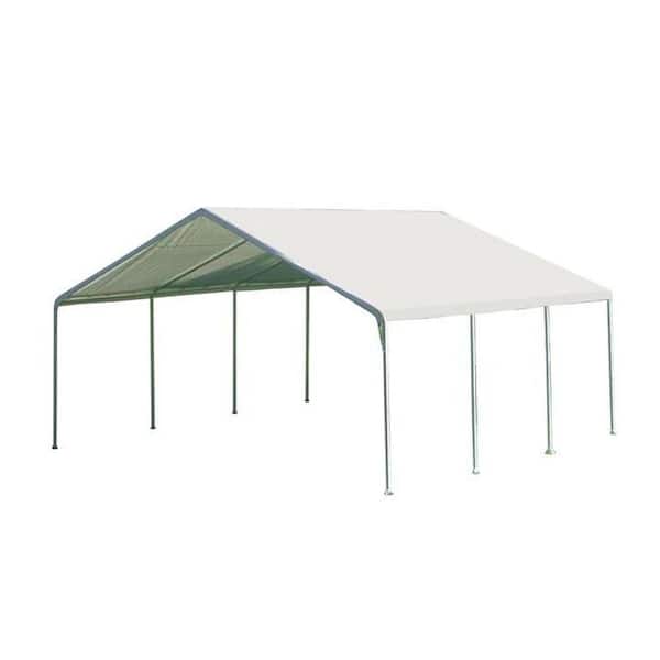 ShelterLogic 18 ft. W x 20 ft. H SuperMax Premium Canopy in White with Steel Frame and Patented Twist-Tie Tension Feature