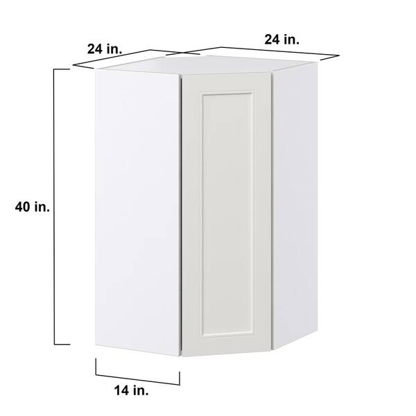 J COLLECTION Littleton Painted Gray Recessed Assembled Wall Diagonal Corner Kitchen Cabinet (24 in. W x 40 in. H x 14 in. D)