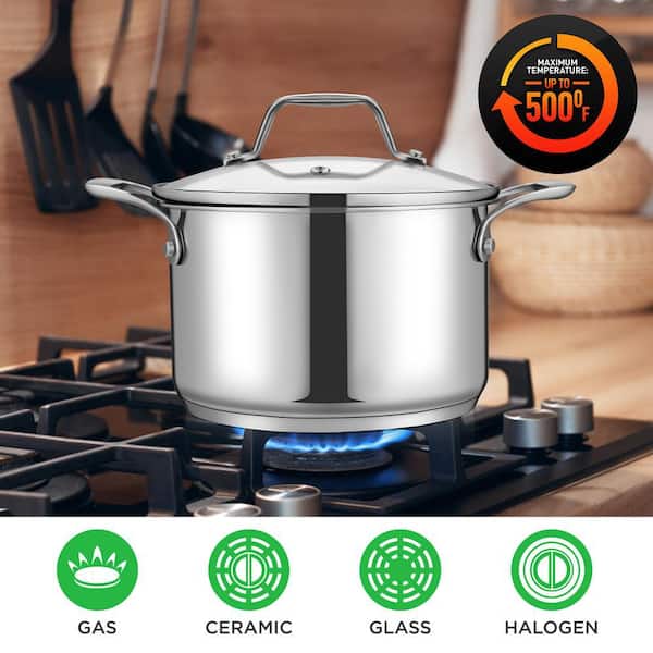  NutriChef 8 Quart Stainless Steel Cookware Stockpot - Heavy  Duty Induction Pot, Soup Pot With Lid - NCSP8: Home & Kitchen