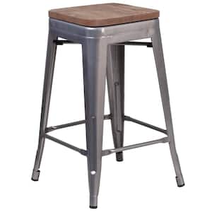 24.25 in. Clear Coated Bar Stool