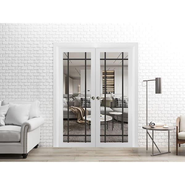 Sartodoors 64 in. x 80 in. 2 Panel White Finished Solid Wood