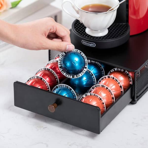 Lynzavix Black Coffee Capsule Drawer Organizer with Handle for