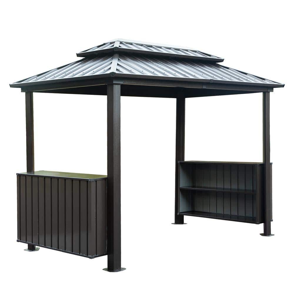 6 ft. x 10 ft. Hardtop BBQ Gazebo with Double Galvanized Steel Roof Outdoor