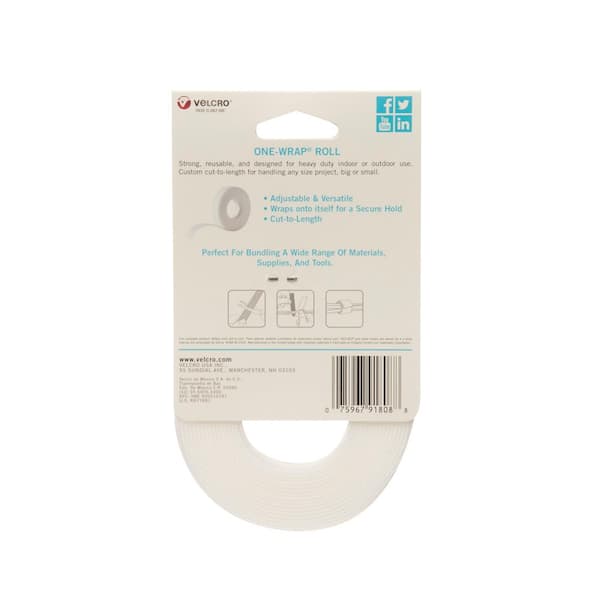 24 in. x 3/4 in. White Sticky Back for Fabrics Tape