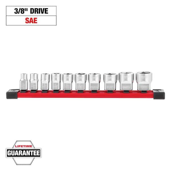 3/8 in. SAE Low Profile 6-Point Socket Set with FOUR FLAT Sides (10-Piece)