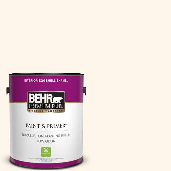 BEHR PREMIUM PLUS 1 gal. #PWN-20 Whipping Cream Eggshell Enamel Low Odor Interior Paint & Primer